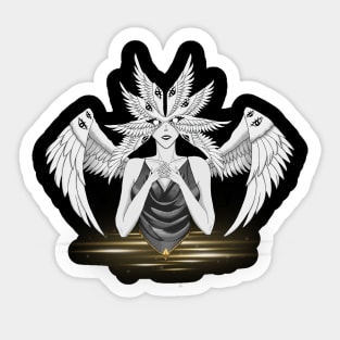 Woman seraphim with empty eyes (cloud) Sticker